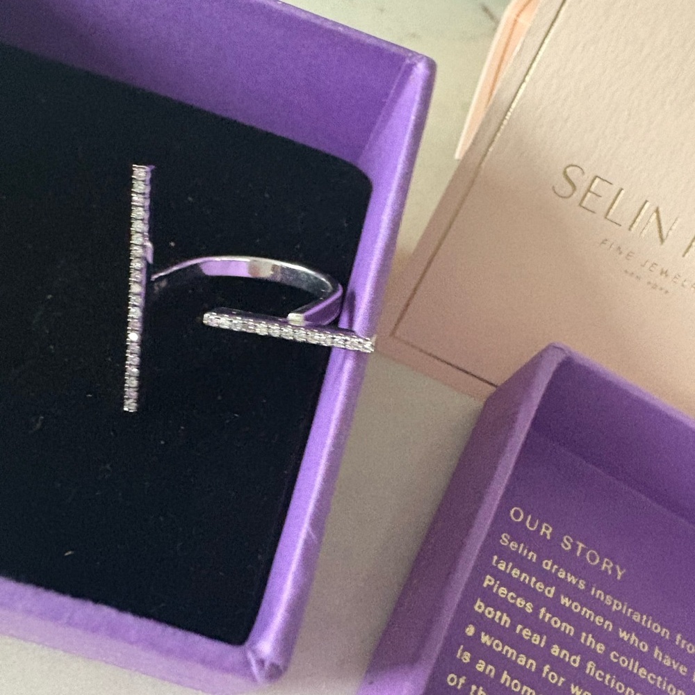 Selin Kent Francoise Ring 14K White Gold Night Sky Diamonds - Grey Pink White